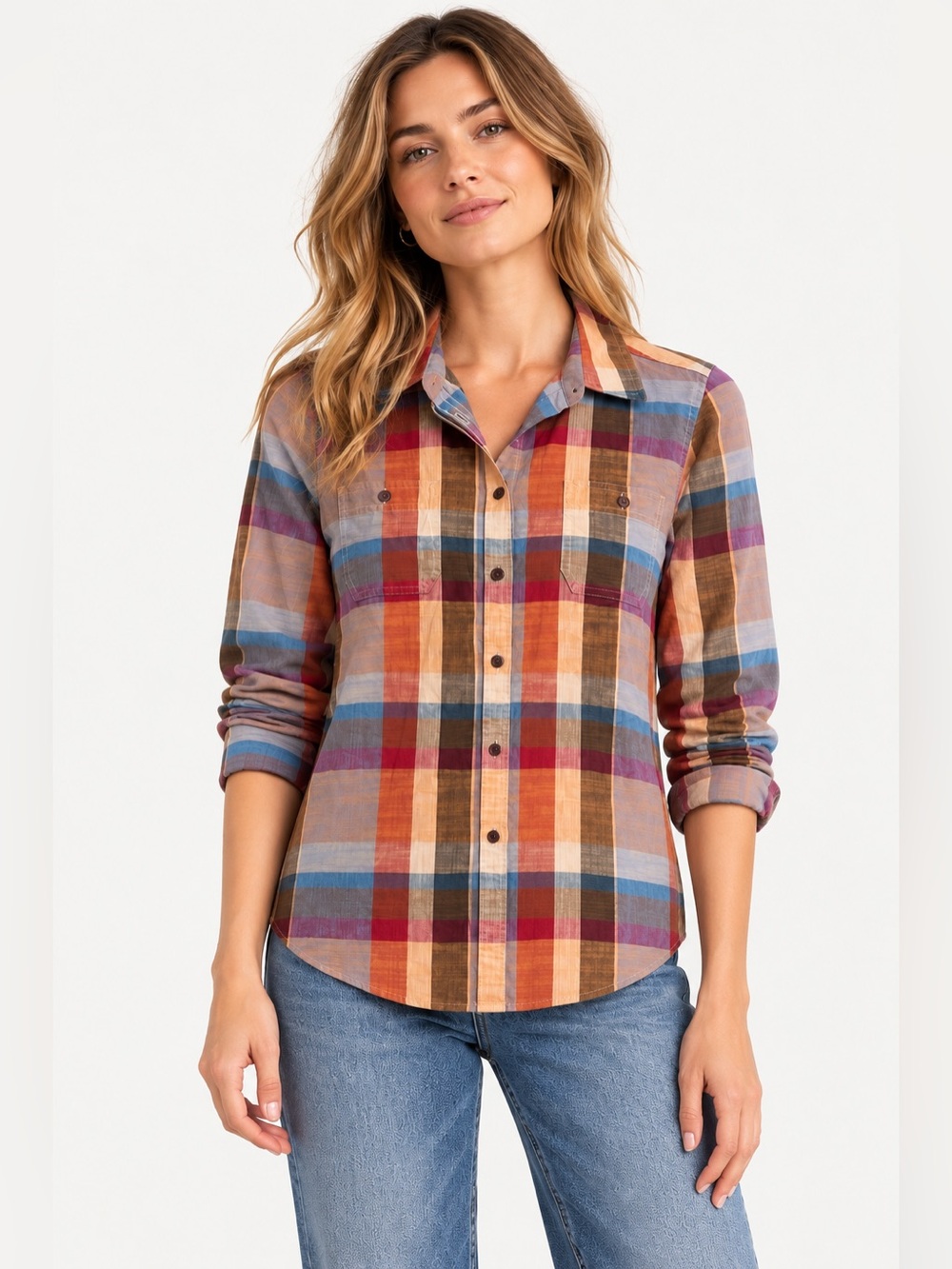 Pendleton Women's Multicolour Plaid Cotton Button Down Shirt Petite Medium